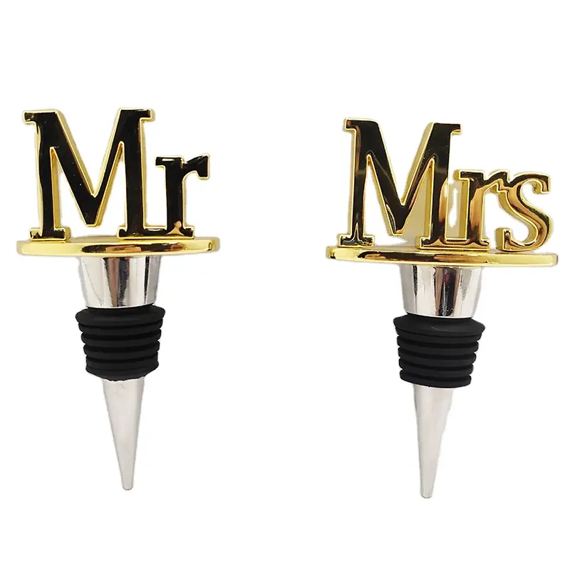 Yenilik altın metal MR & MRS dekoratif şarap stopper