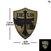 Écusson brodé DEUS VULT Crusader Tactical Gear en nylon découpé au laser, écologique, à coudre pour sacs et vêtements