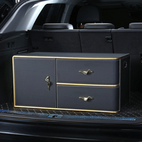Organisateur de coffre de voiture haut de gamme en cuir, boîte de rangement de luxe pour coffre de voiture, grande capacité, robuste, simple et élégant pour SUV avec serrure