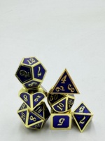 Ensemble de dés de jeu polyédriques bleus en métal pour DND/RPG, pour jeux de société