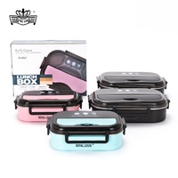 Récipient alimentaire étanche en silicone de grande capacité avec doublure intérieure en acier inoxydable, boîte à lunch Bento avec soufflage