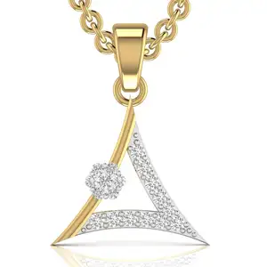 멋진 삼각형 디자인 14kt 솔리드 화이트 로즈 옐로우 골드 1.60 그램 진짜 다이아몬드 펜던트 쥬얼리