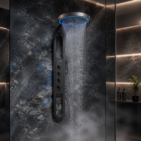 Système de douche mural moderne en acier inoxydable 304 chromé, écologique, avec panneau LED et accessoires de douche à main pour robinet de salle de bain