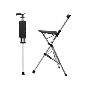 <b>Portable</b> Hiking Cane <b>Stool</b> For Seniors Aluminum Folding Tripod Walking Stick With Seat 88Cm Lightweight Outdoor Use - Product Image 2