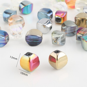 20개입 팩 10x13mm 투명 전기도금 매직 컷 롱 트위스트 호박 비즈 불규칙한 모양 크리스탈 유리 비즈 - Product Image 2
