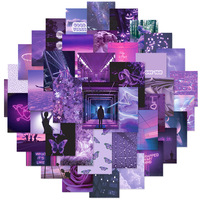 50 cartes postales esthétiques violettes, autocollants de paysages naturels et de paysages de voyage