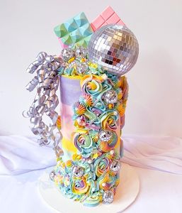 생일 파티를 위한 밝은 사려깊은 거울 크리스마스 공 2 - 80cm Ins 거울 디스코 공, 은 디스코 케이크 훈장 - Product Image 6