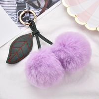 Mini porte-clés pompon cerise, porte-clés en fausse fourrure de lapin, boule de fourrure moelleuse, porte-clés en peluche cerise rouge de dessin animé