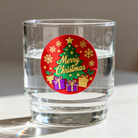 Autocollants de Noël personnalisables Etiquette d'emballage de vacances festive Décoration Flocons de neige Renne Père Noël Vinyle Feuille d'or Autocollant