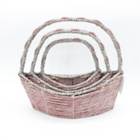 Vente directe en forme de bateau, poignée haute, corde en papier multicolore, panier à fleurs de haute qualité, panier de rangement