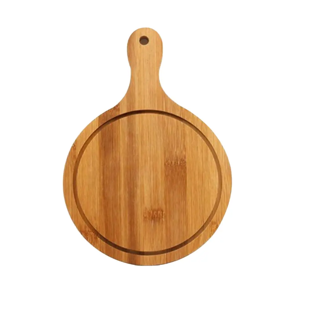 Wooden Pizza Board Serving Paddle Round Hand Bread Griddle Stone Cutting Board Platter Cake Bakeware Tray with Handle