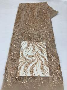 串珠蕾丝面料 价格有竞争力的新娘礼服面料 重珠奢华蕾丝 Y35663 - Product Image 5