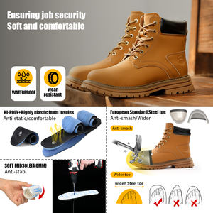 Lanoudun בגדי עבודה איסוף צבע צהוב נעלי בטיחות נגד נקר מיקרופייבר בטיחות עליון - Product Image 5