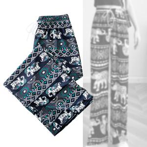 Pantaloni da Yoga Boho Thai Beach pantaloni Hippy donna Harem stile verde vita media Casual Palazzo abiti traspiranti - Product Image 2