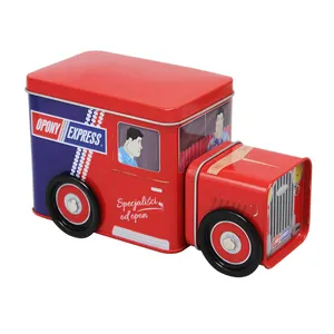 Caja de lata de juguete personalizada de fábrica, caja de lata con forma de coche lindo, hojalata de metal de paquete vacío