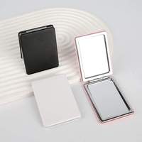 Miroir de maquillage portable double face, noir, blanc, rose, pour voyage, miroir compact avec logo personnalisé