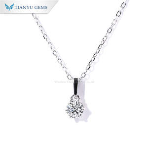 Tianyu 925 Sterling Silver Platinum Plated Brilliant Cut Moissanite GRA Certified Pendant <b>Necklace</b>-<b>Simple</b> Luxurious Women's - Product Image 1