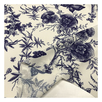 Tissu en rayonne certifié OEKO-TEX, écologique, imprimé numériquement, motif floral dessiné à la main, bleu uni tissé pour doublures et accessoires