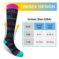 Chaussettes de compression pour jeunes de haute qualité et de luxe, 15-20 mmHg, hauteur genou, impression numérique, tricotées, pour hommes et femmes