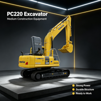 Excavatrice sur chenilles Komatsu PC220 d'occasion, 22 tonnes, diesel, 125 kW, 170 CV, godet de 1,0 m3, chenilles de 600 mm, réservoir de 400 L, machine de construction