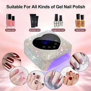 72W Rechargeable Cordless Manicure Pedicure Machine UV LED Nail Lamp with Heart Shaped Rhinestone Wireless Nail <b>Tools</b> - Product Image 6