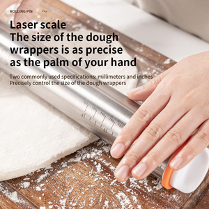14 inch có thể điều chỉnh thép không gỉ cán <span class=keywords><strong>pin</strong></span> với độ dày Nhẫn fondant bánh Pizza Pie Pasta Cookies nướng bột Con lăn pins - Product Image 4