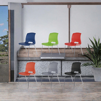 Chaises empilables légères en plastique bleu moderne pour appartement, étudiants, salle de formation, salle de sport avec patins antidérapants