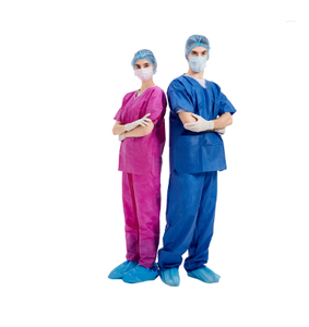 Medici monouso scrub tute protezione uniforme scrub suit set nuovo Design all'ingrosso monouso Non tessuto blu OEM - Product Image 1