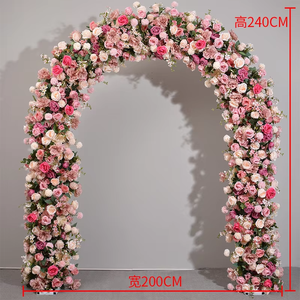 2.4 m Mori décoration de mariage arc fleur Art simulé Rose fleur flèche sur fond de scène de mariage pour la décoration d'événement - Product Image 6