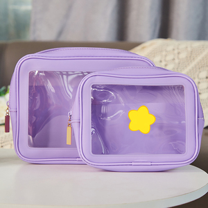 Bolsa DE ASEO <span class=keywords><strong>transparente</strong></span> bonita, paquete de 2, bolsa de maquillaje impermeable aprobada por el estadio TSA, bolsa de cosméticos <span class=keywords><strong>transparente</strong></span> - Product Image 1