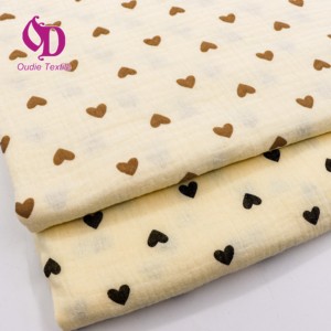 Pur coton délicat coeur imprimé teint en fil Seersucker tissu tissé <span class=keywords><strong>Double</strong></span> crêpe Textile pour bébé couverture rideau couverture pour garçons - Product Image 1