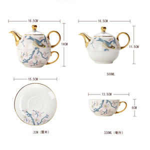 Té de cerámica personalizado BENELUCK para un juego Tetera de porcelana blanca con tapa y taza Platillo de impresión personalizado Olla apilable de un solo uso - Product Image 5
