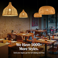 Lustre de Plafond Suspendu en Bambou Fait Main, Style Ancien, Luminaire Lampe LED, pour Salle à Manger et Restaurant