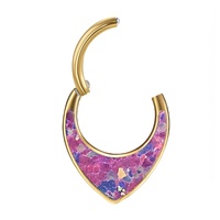 ASTM F136 Segment Septum Ring Titan OPAL Clicker Vergoldete Nasenringe für Frauen und Männer Titan Piercing Schmuck