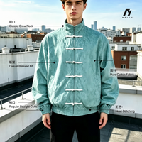 Veste matelassée unisexe personnalisée en toile, coupe-vent d'hiver, style hip-hop, boutons nœud chinois, col montant de haute qualité, coupe oversize