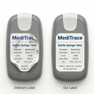 Étiquettes personnalisées en papier synthétique imperméable et durable pour dispositifs médicaux, pour applications de stérilisation de pilules avec pelliculage mat - Product Image 4