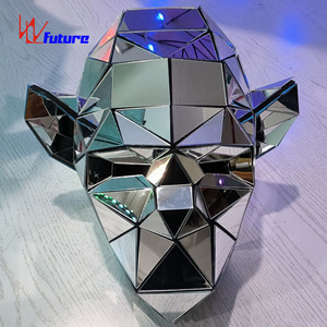 Argent or miroir ours masque Animal casque à la <span class=keywords><strong>mode</strong></span> nouvel an scène Performance discothèque Cosplay accessoire chapeau couvre-chef - Product Image 3
