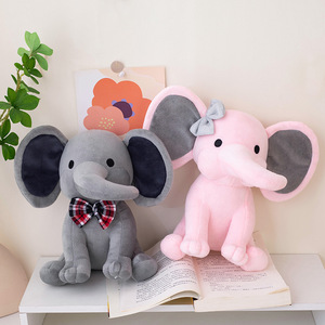Simpatico peluche elefante giocattolo con fiocco multicolori bambino che dorme lenisce gli animali di peluche - Product Image 3