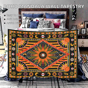Tapisserie murale vintage en coton tissé, imprimé artistique, style hippie bohème indien mandala, pour chambre ou salon - Product Image 2