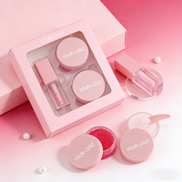 Masque de gommage pour soin des lèvres végétalien personnalisé sans cruauté Kit de glaçure rose Huile pour les lèvres Vente en gros Marque privée Ensemble de soins des lèvres 3-en-1 à la pêche