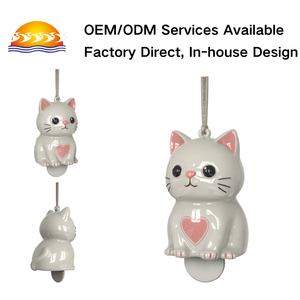Carillon a Forma di Gatto in Ceramica, Fatto a Mano, Decorazione <span class=keywords><strong>per</strong></span> Giardino e Casa, Ornamento da Appendere <span class=keywords><strong>per</strong></span> Interni ed <span class=keywords><strong>Esterni</strong></span>, Regalo, Souvenir, Artigianato - Product Image 1