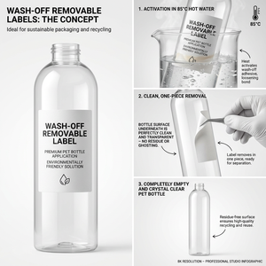 Étiquettes lavables en PET recyclé - Autocollants amovibles sans résidus pour bouteilles, pour un emballage durable des boissons et des aliments - Product Image 2