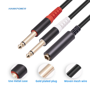 1 a <span class=keywords><strong>2</strong></span> 6.35 Stereo 1/4 6.35mm femmina a doppio 6.35mm Mono TS maschio cavo adattatore Audio 0.3m - Product Image 6