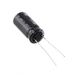 Condensateur à traversée de canal, 2200 µF, en aluminium, 2200UF, 20%, 16V, RADIAL UVY1C222MPD1TD - Product Image 1