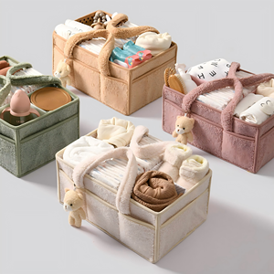 Panier de rangement <span class=keywords><strong>pour</strong></span> couches de bébé, sac à couches en polaire Teddy, organisateur <span class=keywords><strong>pour</strong></span> <span class=keywords><strong>table</strong></span> à <span class=keywords><strong>langer</strong></span> - Product Image 6