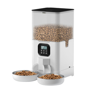 מזין חכם לחתולים עם הזנת מנות מתוזמנת, עיצוב מרובע אוטומטי, נירוסטה, קערות כפולות - Product Image 2
