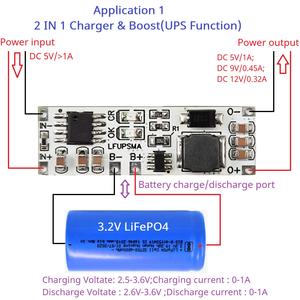 Chargeur et Booster LFUPSMA LiFePO4 3.2V, Convertisseur élévateur de tension DC 3.2V 5V <span class=keywords><strong>9V</strong></span> 12V, Carte UPS DIY pour ESP32 ESP8266 WiFi IoT 36x11x3.5mm - Product Image 2