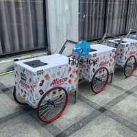 Chariot mobile de vente de crème glacée avec congélateur isotherme en acier inoxydable, chariot à gelato de rue, chariot de stockage à froid pour bâtonnets glacés