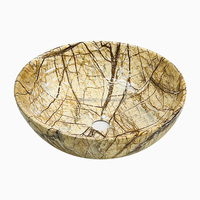 YINGJIE Onyx Marmor Rundes Blütenblatt-Waschbecken Exotischer Steinoptik-Keramik-Kunstwaschtisch für Badezimmer