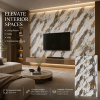 Panneau mural décoratif en PVC brillant MORLENX, imitation marbre veiné blanc, gris et or, pour la décoration intérieure d'hôtels et de villas